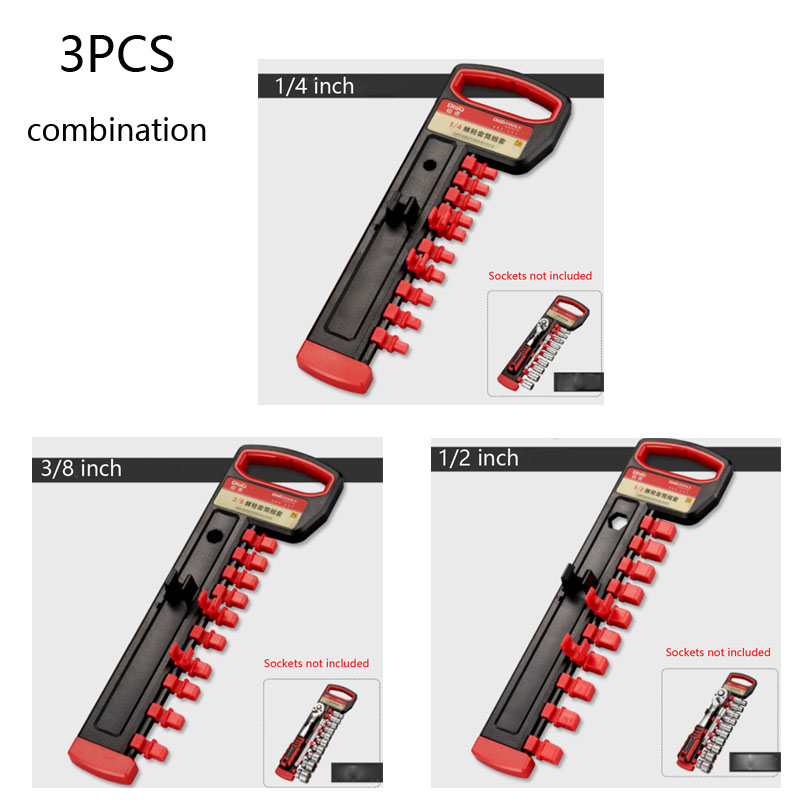 1/4" 3/8" 1/2" Socket Wrench Storage Rack Mountable Sliding Stand Socket Wrenchs Holder for Ratchet Wrench And Socket Storage: Light Blue
