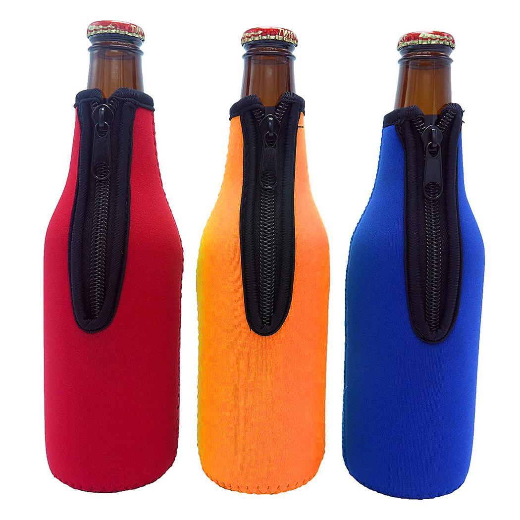 330mL Beer Solid Home Bottles Restaurant Bar Holder Neoprene Zip With Cover Bottle Sleeves Cooling Bar Supply