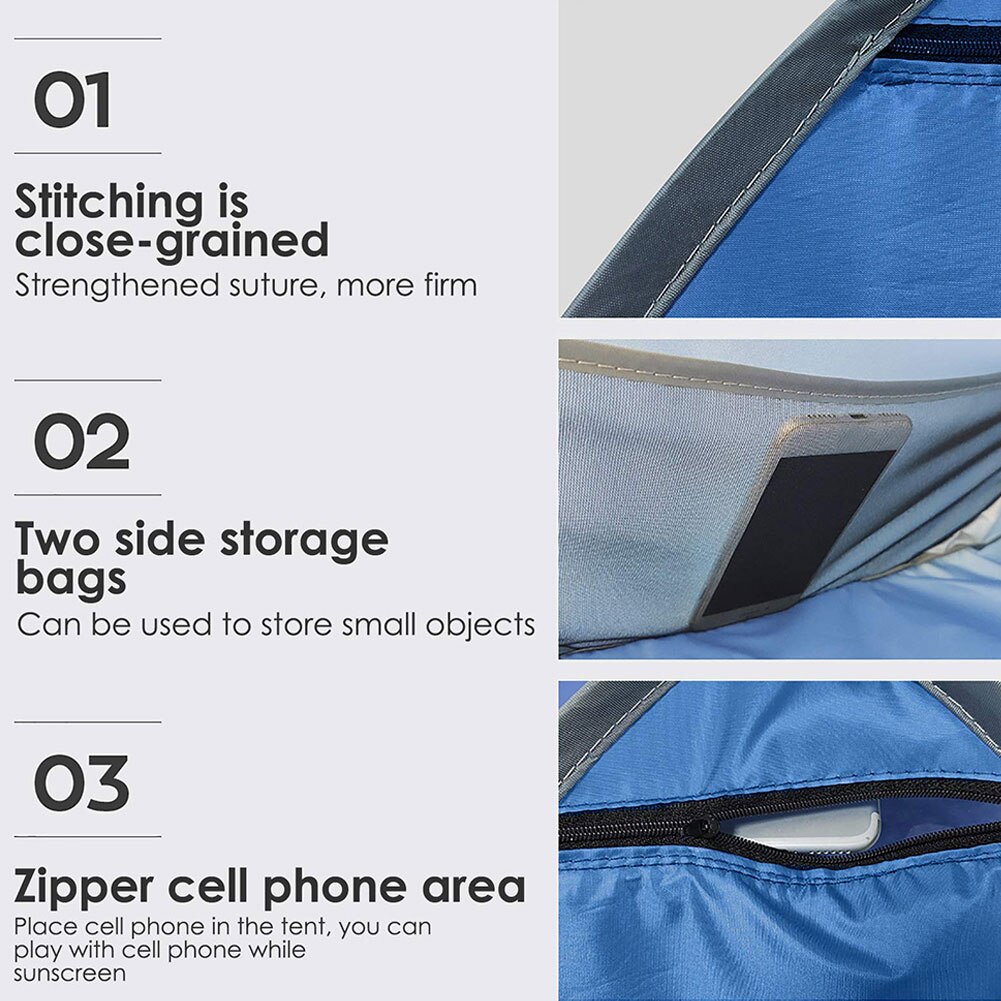 Tragbares outdoor-camping-strandzelt mit sonnenschirm, kleine markise, mini-kopfzelt, leicht, faltbar, uv-schutz, sonnenschutz