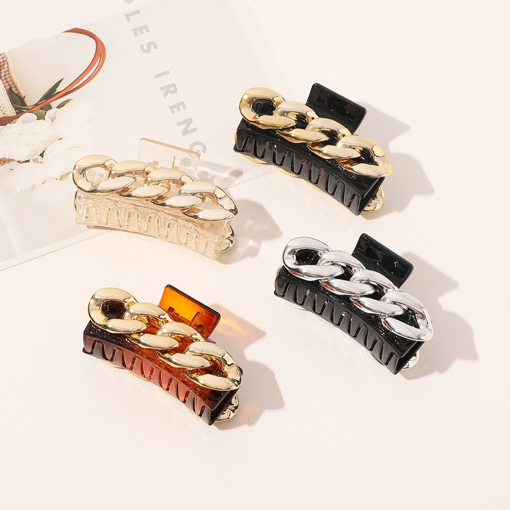 Metal Chain Catch Clip Simple Large Back Head Broken Hair Clip Female Headdress Temperament Shark Clip