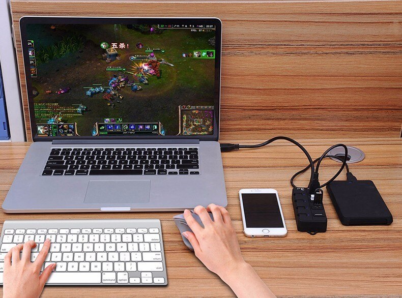 Ohanee bil usb oplader type-c hub 3.0 4 porte højhastighedsudtag 5 gbps bil usb splitter 4 in 1 stik