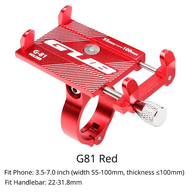 Gub Fiets Telefoon Houder Aluminium Ondersteuning Voor Bike Motorcycle 3.5-7.0 Inch Mobiele Telefoons Stand Mtb Stuur Mount: G81 Red