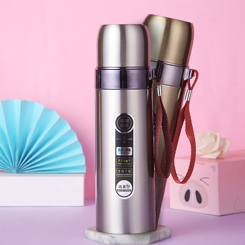 Termo portátil de acero inoxidable para uso en el hogar, termo de aislamiento de agua , con doble movimiento de acero inoxidable