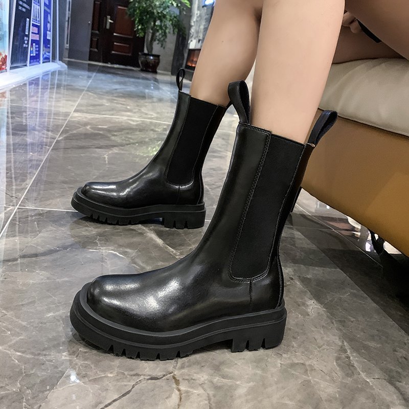 Damesko korte damestøvler chelsea platformstøvler bottine femme kort bootie slip-on udvendig sko botas mujer