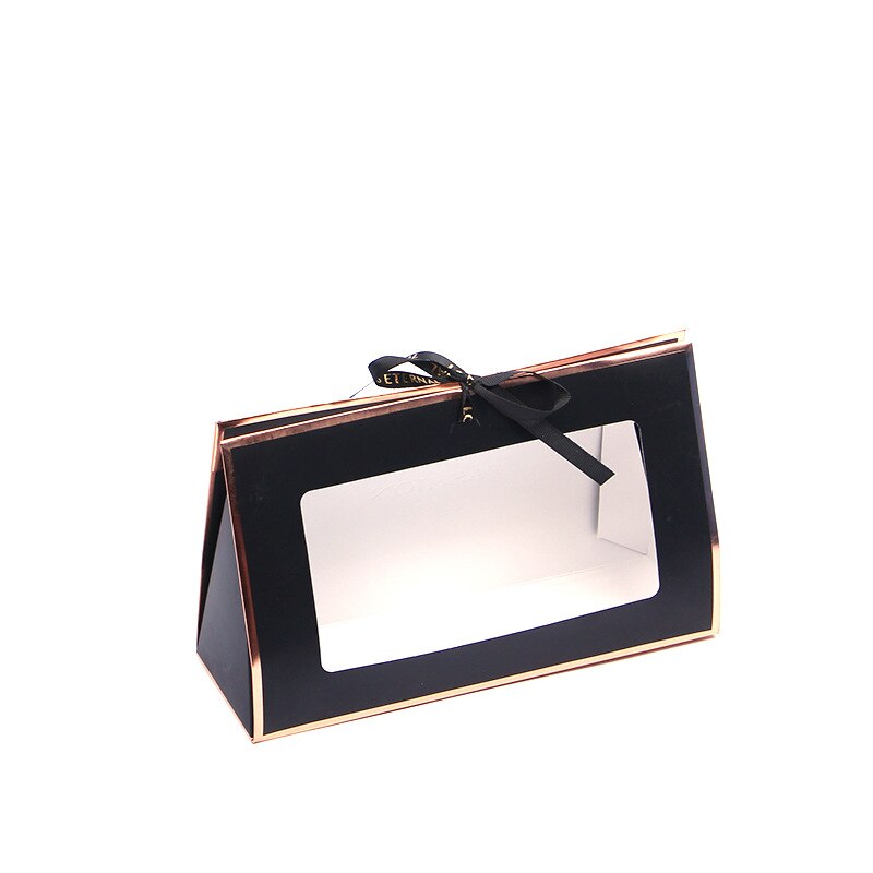 Kraft Paper Flower Box Flowers Arrangement Bag Folding Hollow Flower Boxes Hand Box Cardboard Floral Packaging Bags: Black