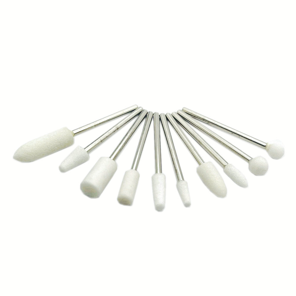 10pcs/set Dental Stone Grinder Polisher Burs 2.35mm Shank For Contouring Shaping Porcelain Dental Rotary Stone Polisher