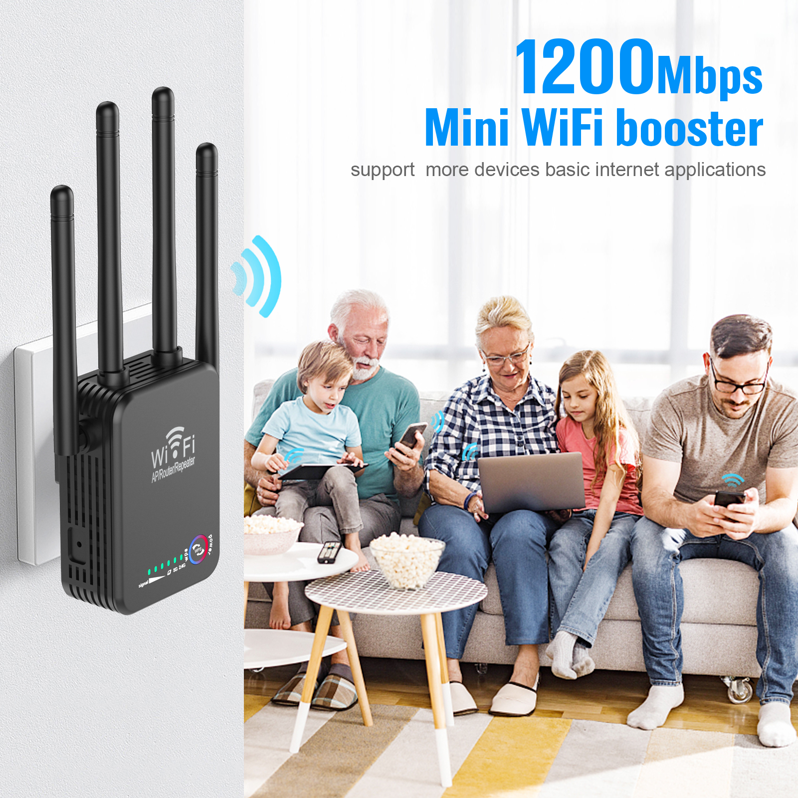 5Ghz Draadloze Wifi Repeater 1200Mbps Router 2.4G Wifi Lange Range Extender 5G Wifi Signaal Versterker Repeater