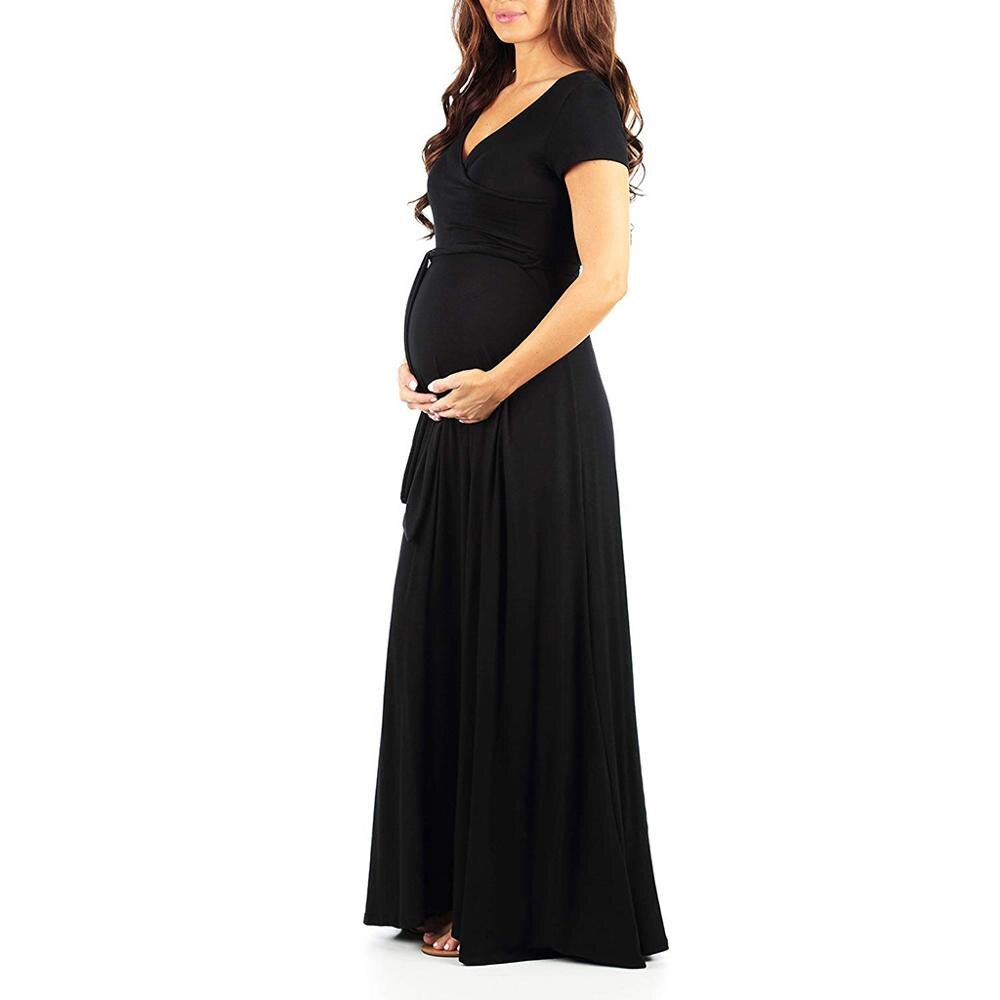 Maternity Dresses Solid Color Women Pregnant Sashes Sundress Clothes For Pregnancy Birthday Party Evening Long Dresses Summer