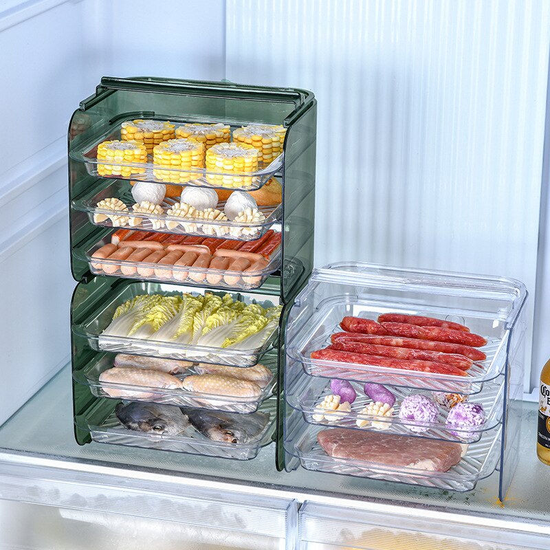 Kitchen Plate Organizer Stackable Cooking Dishes Drawer Tray 3Layer Fruit Vegetables Wall Mount Racks Storage Holder Stand Shelf