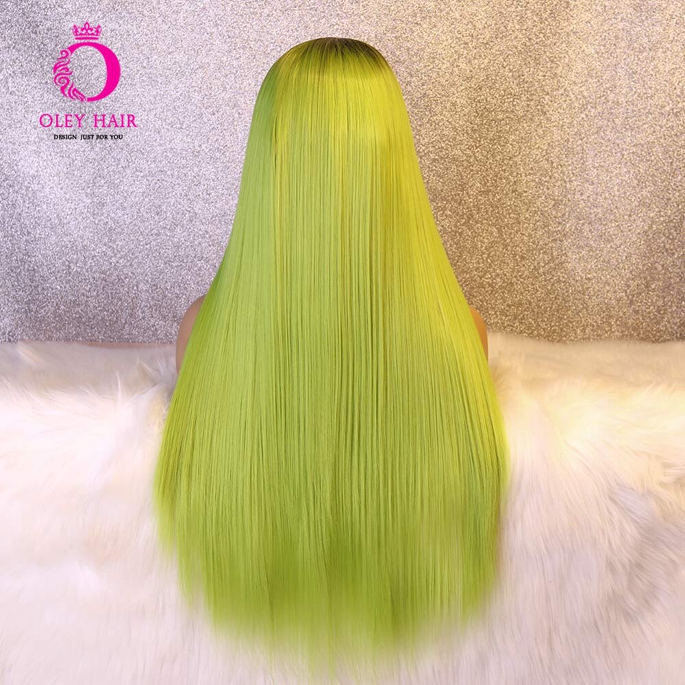 Green Wigs Synthetic Lace Front Wig Heat Resistant 22-26 Inch Drag Queen Glueless Long Cosplay Wigs For Black Women Oley Hair