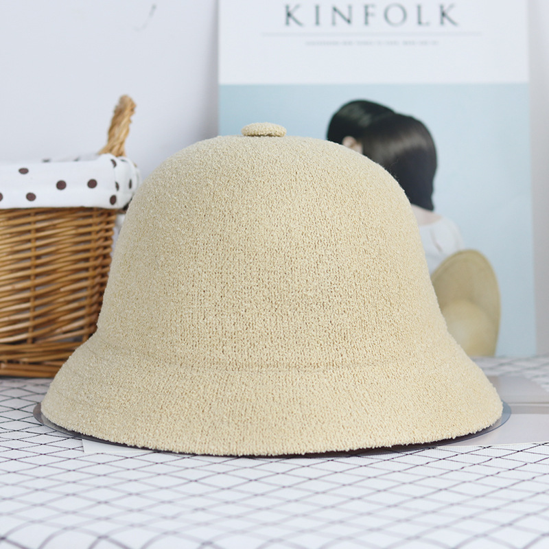 Alta qualidade Outdoor Casual Blank respirável Dobrável Terry Towelling Bucket Hat: Bege