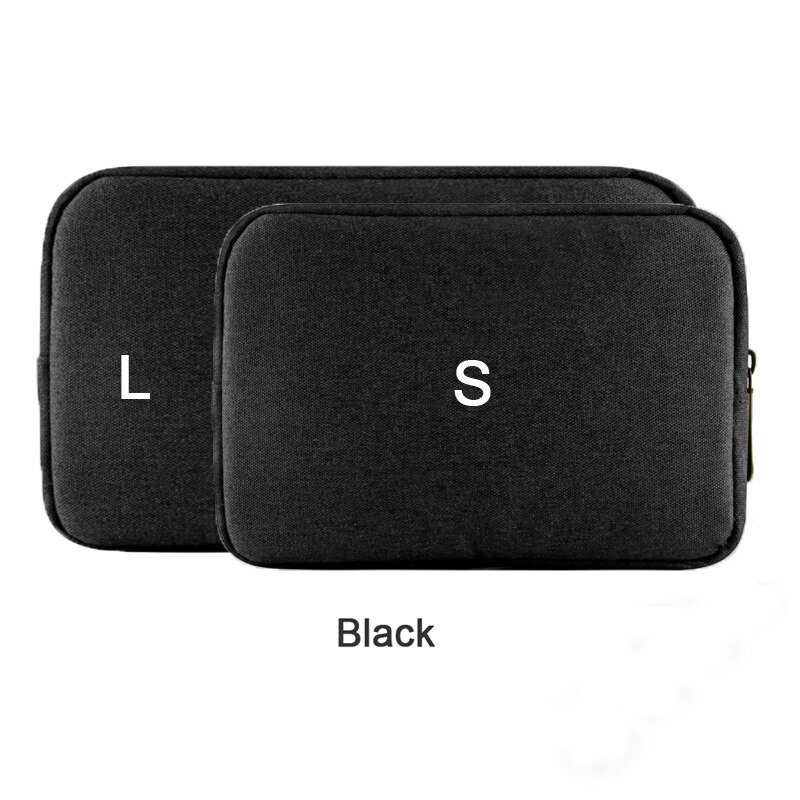 Waterproof Travel Storage Bag Portable Electronics Digital USB Earphone Charger Data Cable Organizer Cosmetic Pouch Case: L / Black