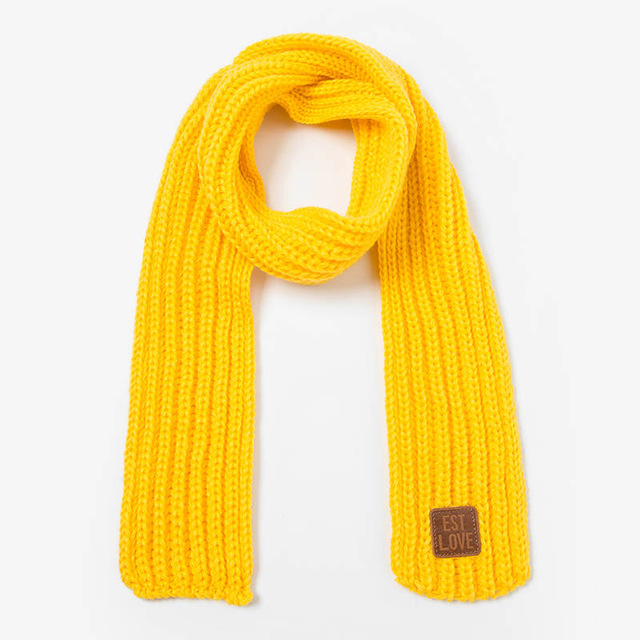 enfants hiver écharpe pompon bébé écharpe garçons filles écharpes à tricoter fausse fourrure boules Intersection forme enfants anneau écharpe: ZK008 yellow