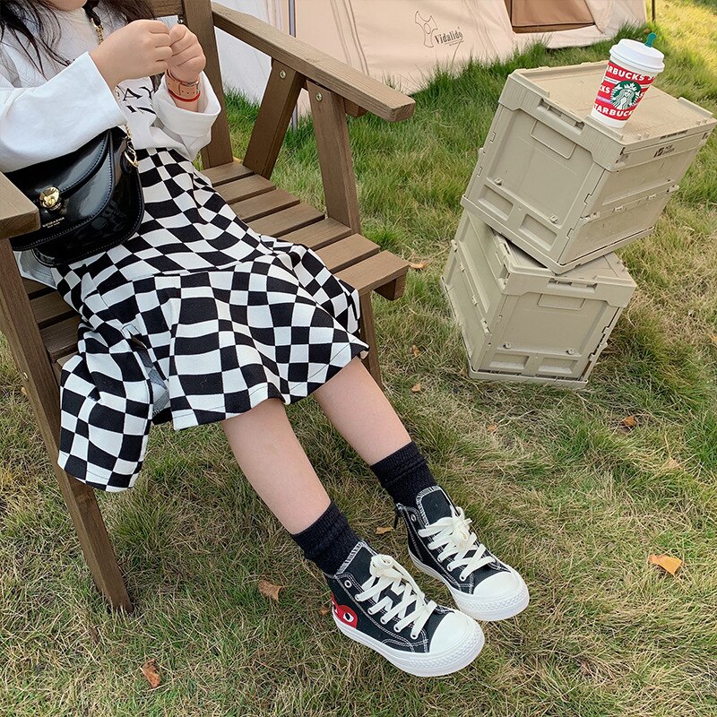 Jupe à carreaux en coton pour filles, printemps 2022