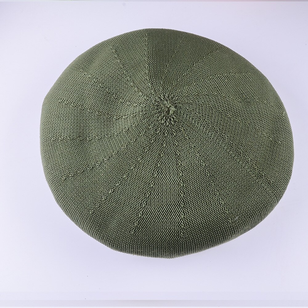 Spring Summer Breathable Hat Ladies Cotton Linen Solid Candy Color Beret French Artist Knitted Beret: 12