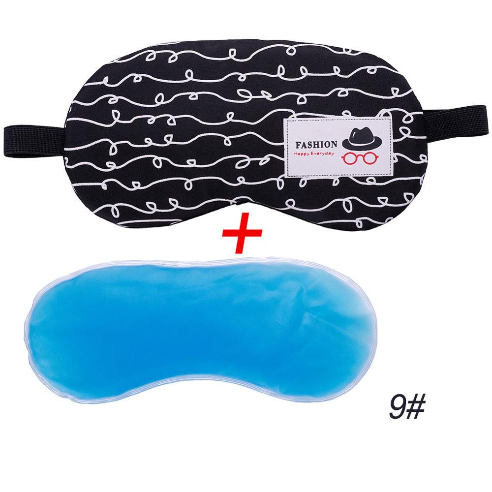 1Pc Sleeping Mask Eyepatch Eye Cover Cotton Mask for Eye Travel Relax Sleeping Aid Eye Patch Shading Eye Mask: 9 With Ice Gel-Hat