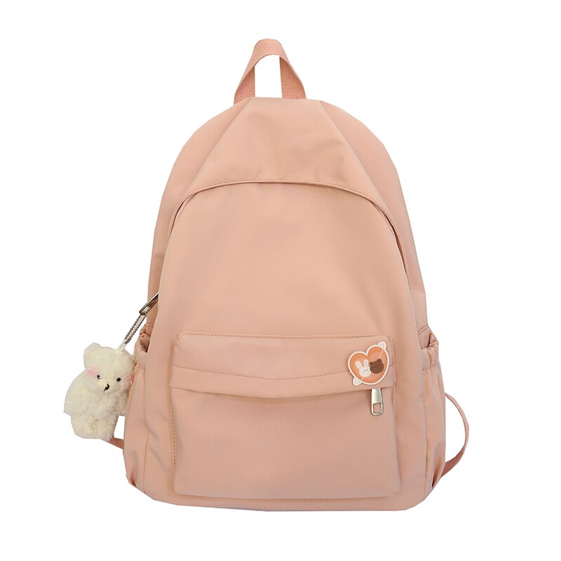 Hocodo afslappet rygsække kvinder ensfarvet kvinder skuldertaske nylon teenage pige skoletaske trend rygsæk mochilas kvinde: Lyserød