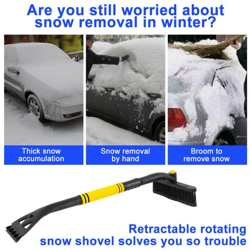 360° Rantation Extendable Car Snow Shovel Ice Scraper Adjustable Windshield Snow Remove Defrost Deicing Shovel Clean Tool