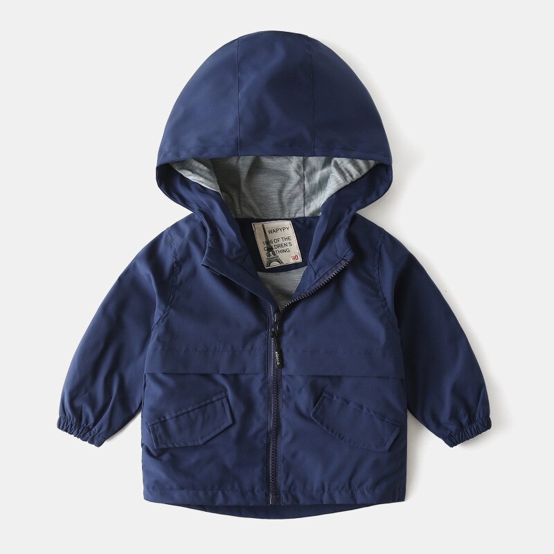 Kinderen Winter Jas Peuter Jongens Winddicht Jack Met Capuchon Mode Lange Mouwen 4 Kleur Herfst Baby Boy Bovenkleding Jassen: navy / 3T