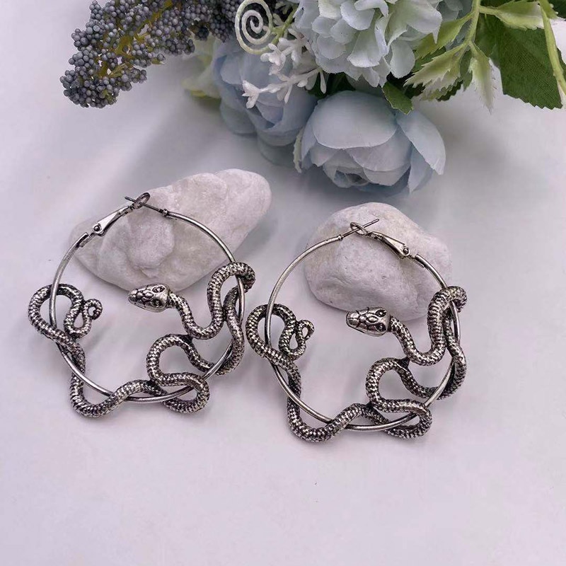 Punk big snake hoop øreringe vintage crazy twining slanger øreringe kvinder dyr vedhæng statement øreringe smykker