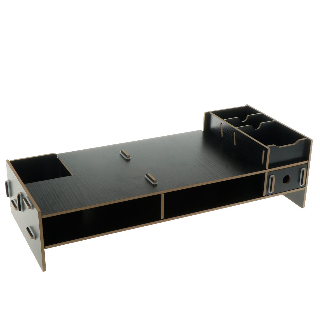 Laptop TV Stand Desktop Container Riser Printer Shelf Computer Laptop Desk Organizer Storage Organizer Office Desk: black as described