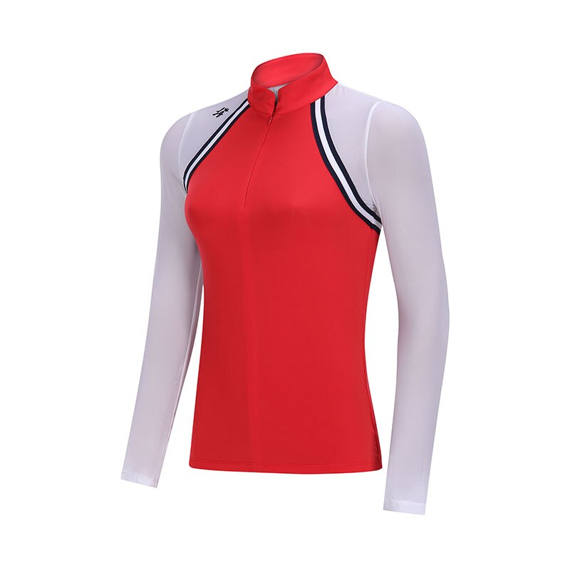 Golf tøj damer is silke stof solcreme sommer langærmet t-shirt tyndt tøj: Rød / M