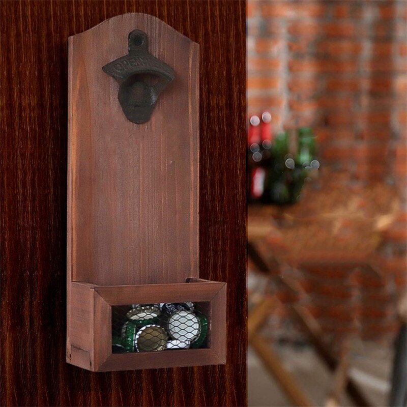 Creatieve Retro Muur Gemonteerde Gietijzeren Flesopener Bier Glazen Fles Cap Opener Keuken Gereedschap Bier Cap Opener Opslag doos