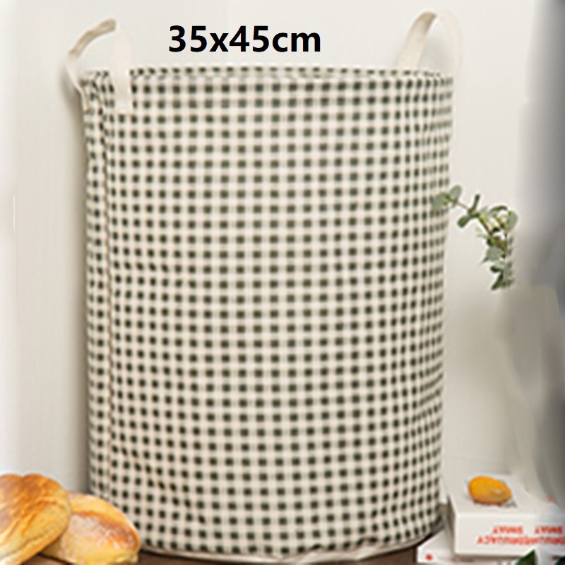1pc Cotton And Linen Dust Collecting Bucket Hamper Washing Toy Dirty Clothes Storage Organizer Laundry Baskets Bin 35x45cm