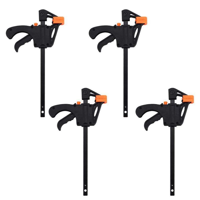 Plastic F Clamps Set 4-Piece, 100mm 4 inch Bar F Clamps Clip Grip Quick Ratchet Release Woodworking DIY Hand Tool Kit: Default Title