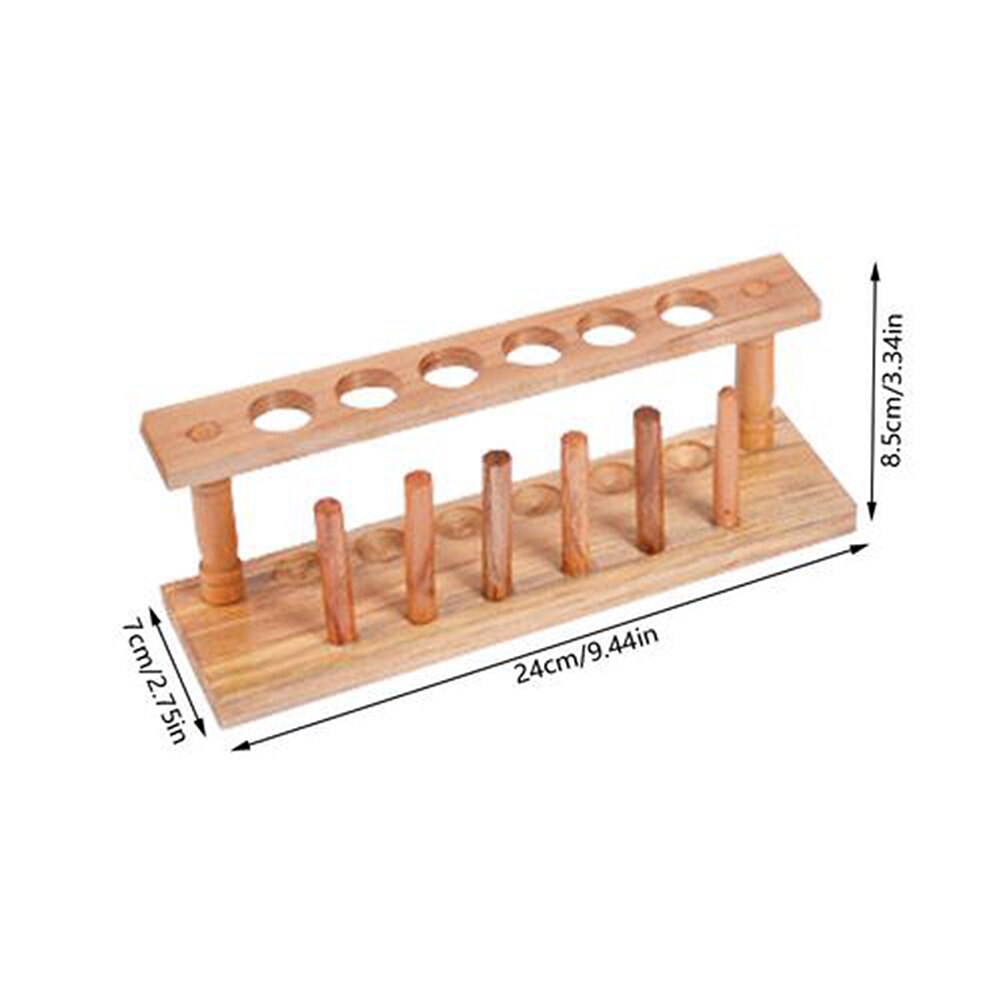 6 Holes laboratory Test Tube Rack Laborator Testing Tubes Clip Holder Stand Shelf Dropper Wood With 6 Stand Sticks Lab Supplies