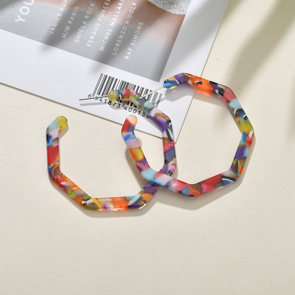MESTILO Bohemen Mode Handgemaakte Acryl Oorbellen Kleurrijke Geometrische Luipaard Print Oorringen Voor Meisjes Party