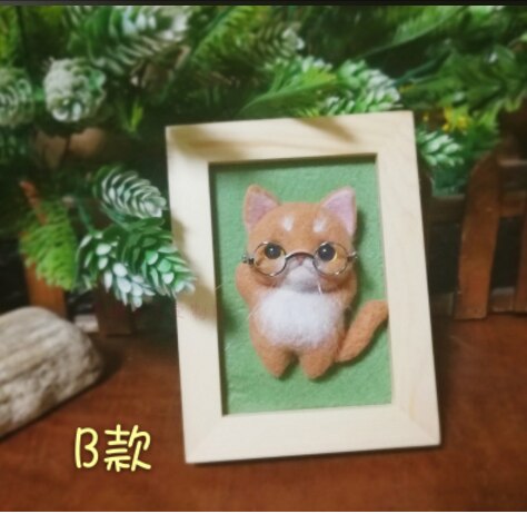 Cat stereo frame wool needlepoint kit wool felt needle felting pendant craft needlecraft DIY handmade: Clear