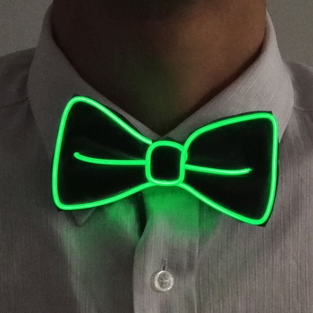 Mannen Led Draad Knipperlicht Up Strikje Lichtgevende Bow Tie Stropdas Voor Mannen Club Wedding Dance Party Kerst jaar: DARK GREEN