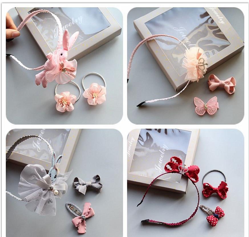 Tecknad kanin hårband blomma rosett hårnål barn hårband huvudbonader elastiska hår slipsar gummiband flickor håraccessoarer  tz10