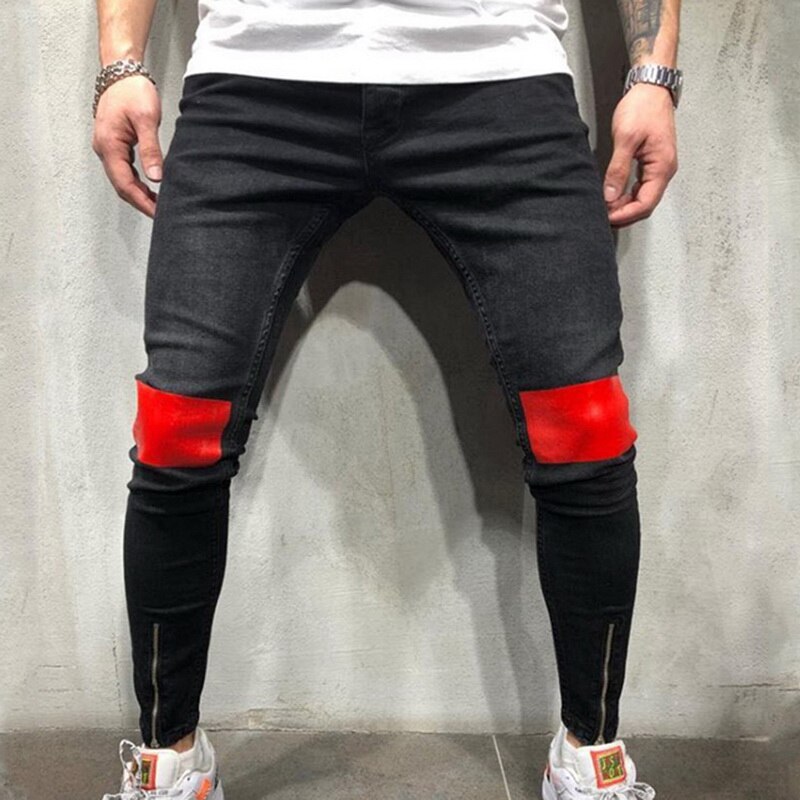 Pantalones de mezclilla ajustados para hombre, pantalones con rasgado, Vaqueros flexibles, Vaqueros ajustados con bolsillos para hombre