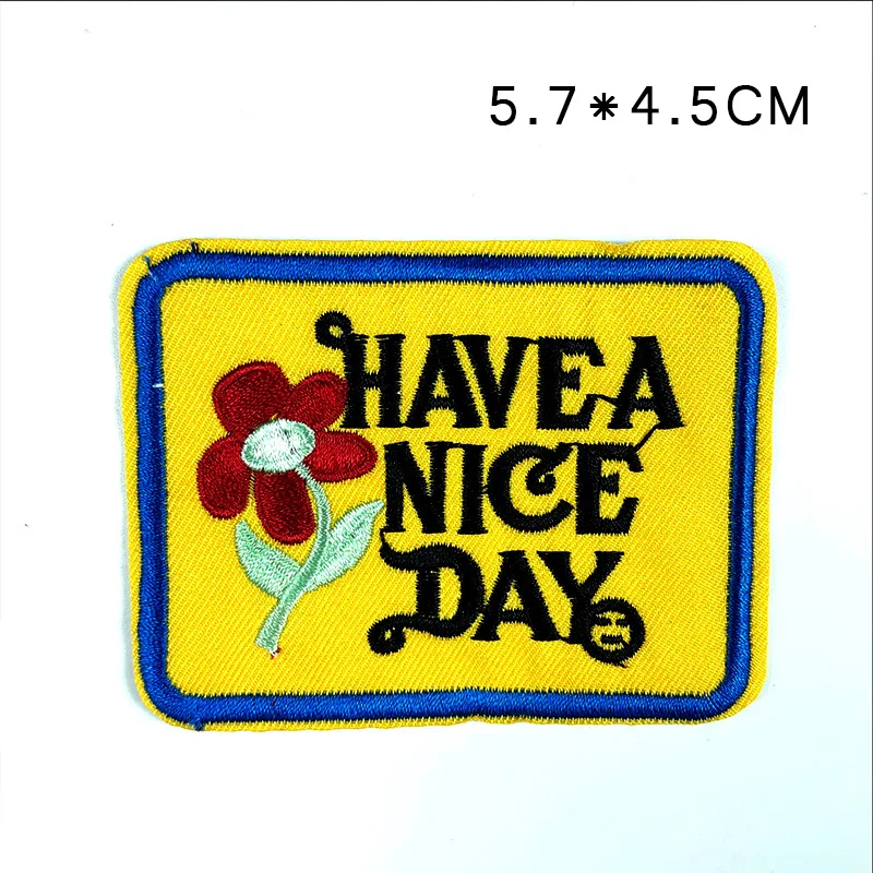 Blumen-Stoff-Aufkleber „verfügen über A nett Day“, Sonnenblume, selbstklebende Stickerei, Abzeichen, Kleidungszubehör, Stelle