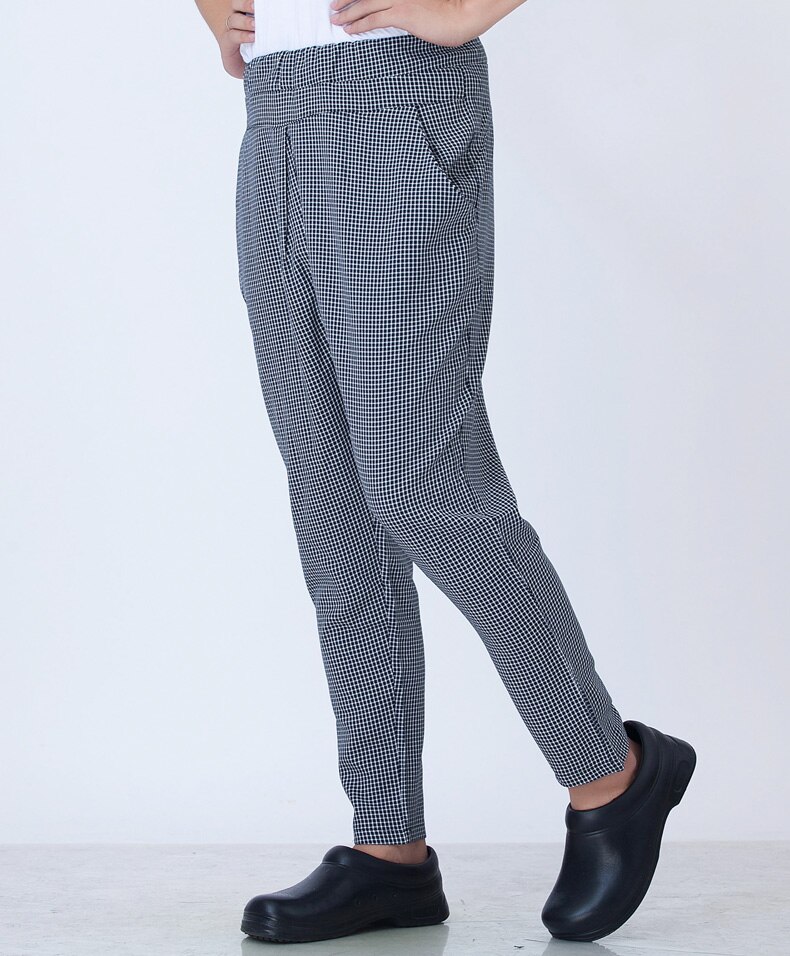 Kesäkokin työhousut harmaat ruudulliset housut hengittävät kokki erikoistyökalut joustava vyötärö kokin työ nauris housut: Xl