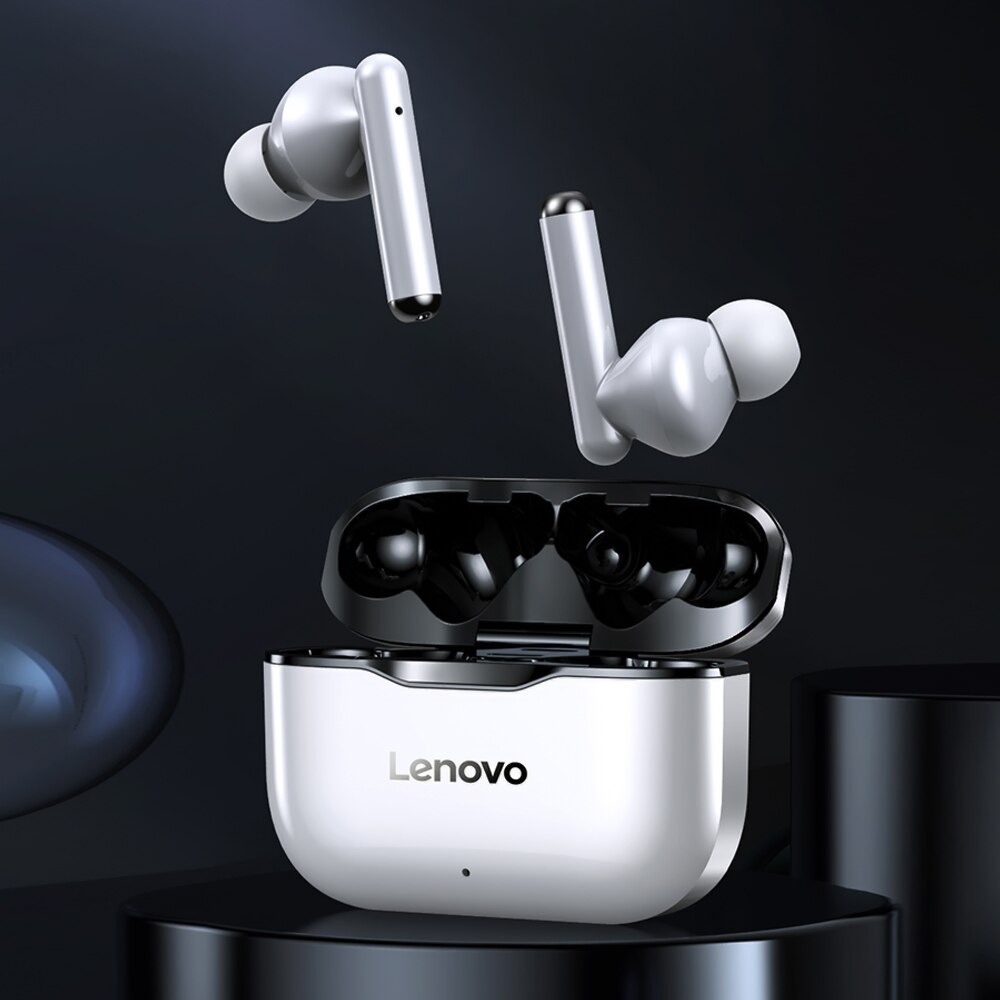 Lenovo LivePods LP1 BT 5.0 casque stéréo écouteurs avec contrôle tactile double hôtes TWS casques avec réduction de bruit pour téléphone: Gris
