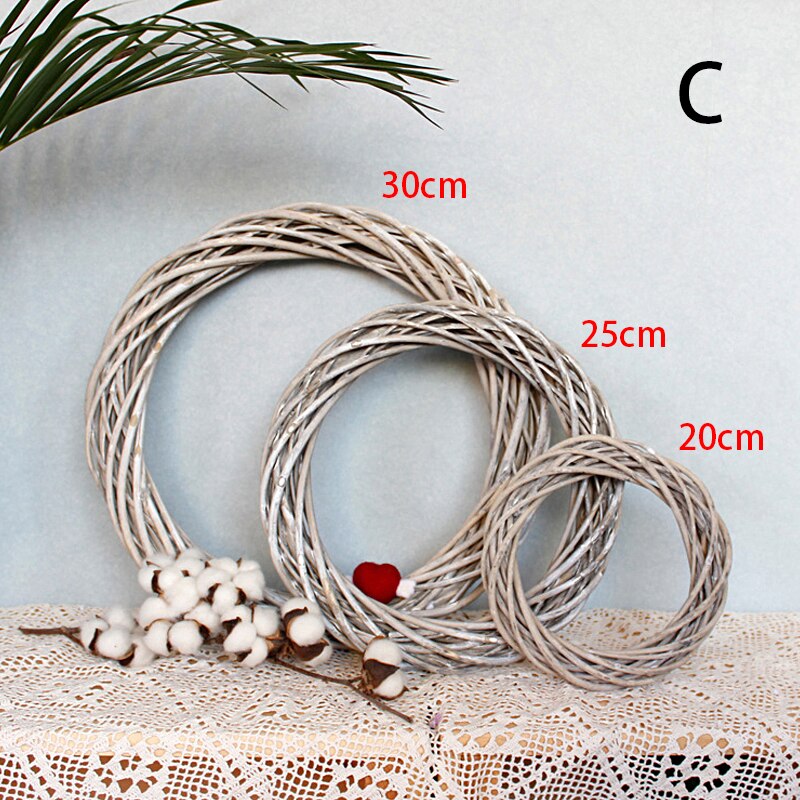 Couronne en osier et rotin de noël 10/15/20/25/30 CM, anneau de vigne, cercle Floral, ornements naturels, accessoires artisanaux bricolage: Gray fine / 25cm