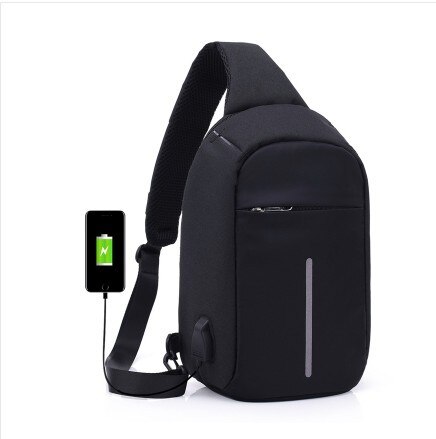 Anti-theft Waterproof Invisible Zipper Women Chest Bag Official Document Business Multifunction USB Port Oblique Satchel Bag