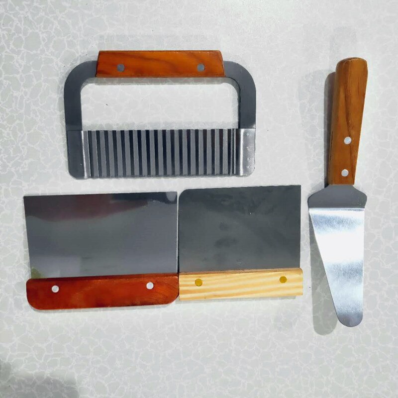 Handleiding Zeep Cutters Diy Zeep Golf Mes Met Houten Handvat Rechte Mes Spatel Franse Fry Snijgereedschap 4 Soorten Optionele