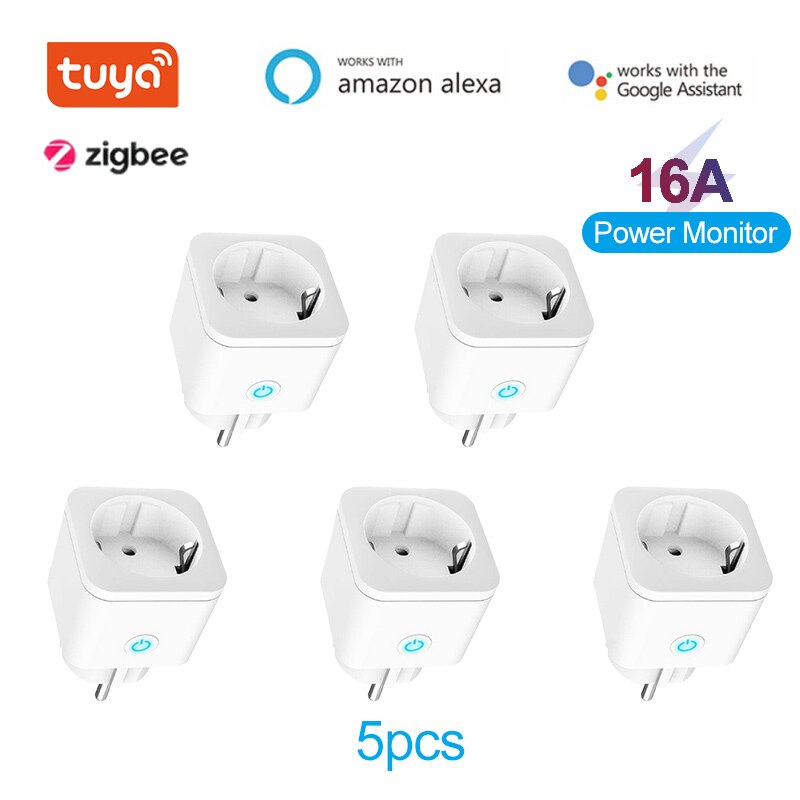 Tuya ZigBee Smart Plug EU Power Monitor Timing Function Socket 16A Smart Home Wireless Compatible Alexa Google Home Assistant