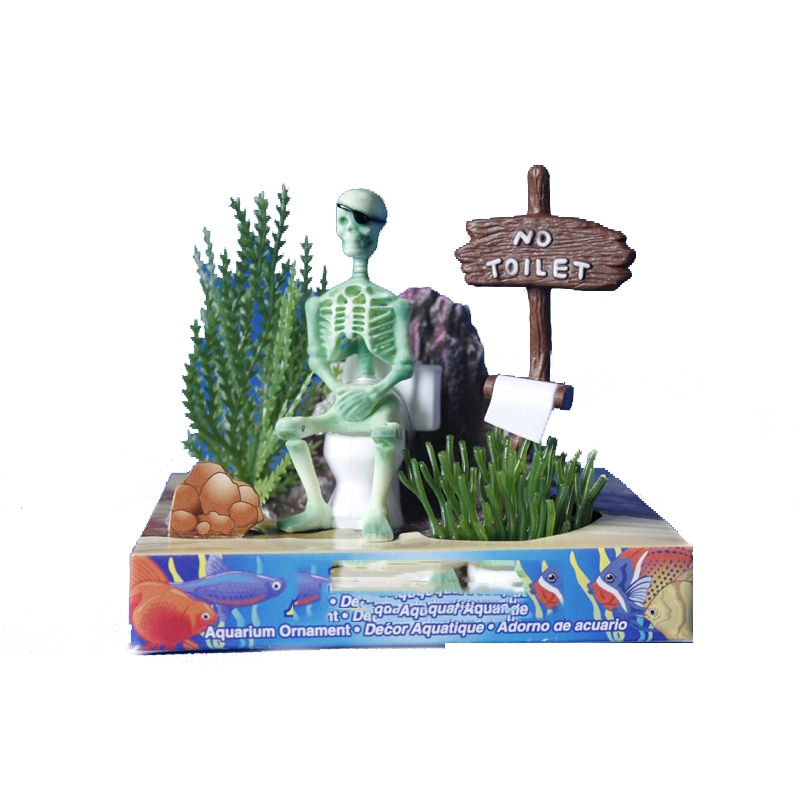 Akvarie dekoration skelet på toilet akvarium ornament dekoration til akvarie tank  wj07
