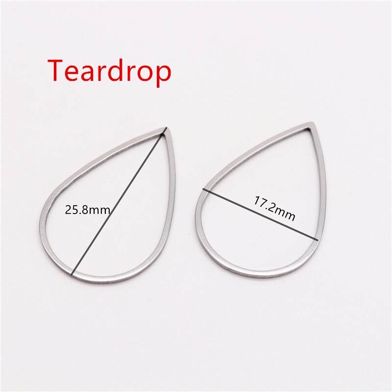 10 pçs oco aço inoxidável encantos pingentes círculo forma quadro jóias achados bezels para diy artesanato brinco colar fazendo: Teardrop pendant fra