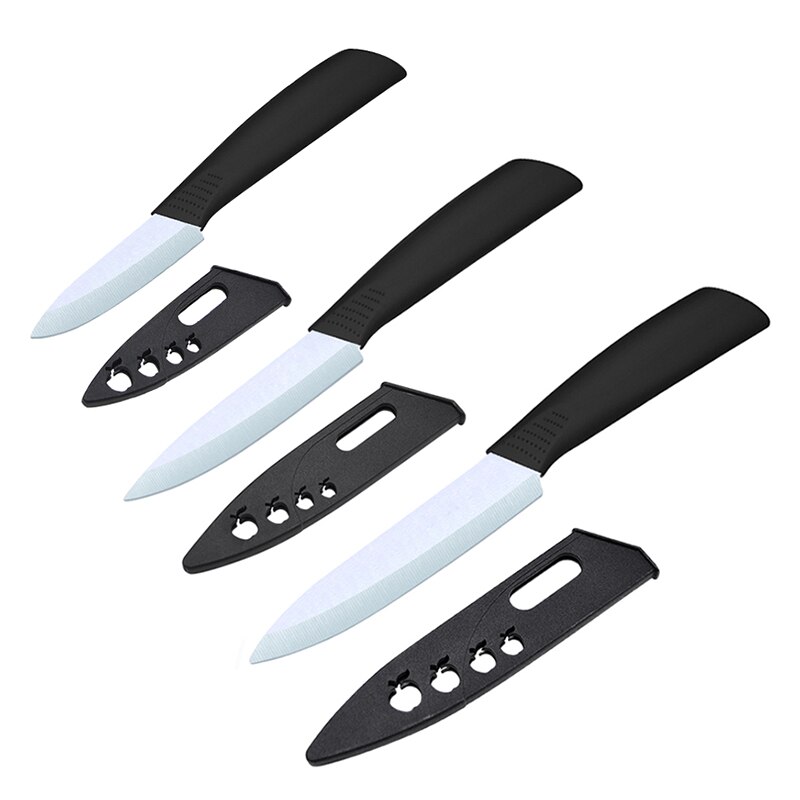 TONIFE Ceramic Knives Kitchen Knives 3 4 5 6 inch Chef Knife Cook Set+Peeler Zirconia Blade With Sheath: 345WH
