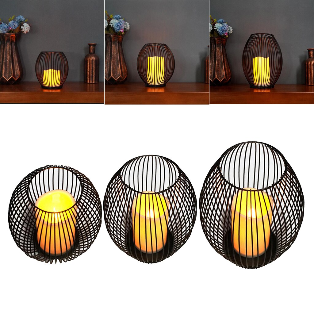 2/3pcs Iron Lantern Wire Tealight Candle Holder LED Candle for Wedding Decor