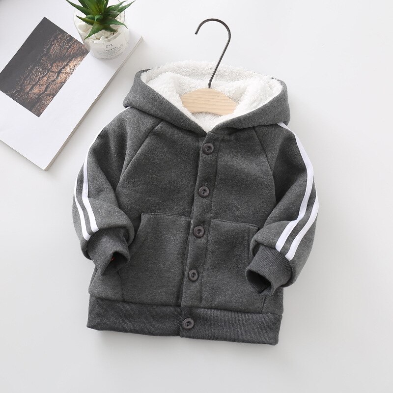 Zitrusfrüchte Herbst Winter Jungen Mädchen Baby Reißverschluss Jacke freundlicher Mit Kapuze Kaschmir Warme Dicke Baby zur Seite fahren Mantel 12-24M: gary / 12-18M