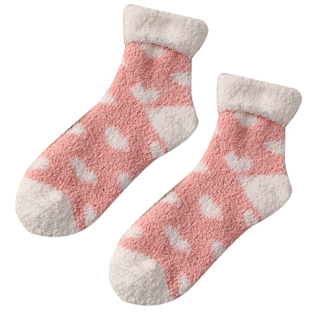 Candy Warm Lady Heart Cute Winter Kawaii Thick Casual Women Socks Fuzzy Fluffy Terry Warm Socks Short Cute Cotton Socks Female: Peach