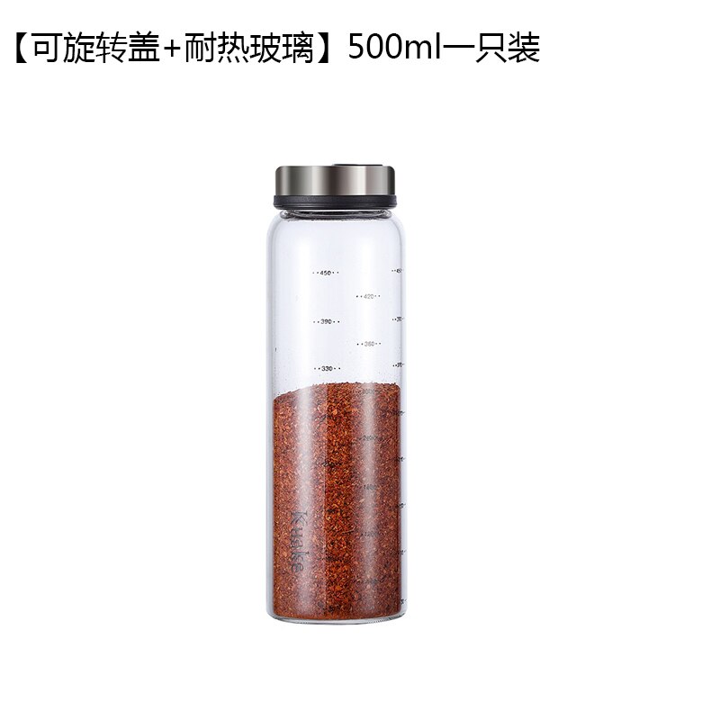 Holaroom Hoge Borosilicaatglas Kruiden Kan Zout Sesam Effen Kruiderij Afdichting Fles Peper Spice Shaker Met Roterende Deksel: 500ml