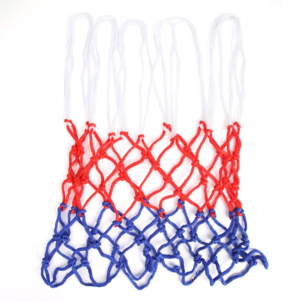 1/2 stück allwetter-basketballnetz in kontrastfarben (rot, weiß, blau), standard-basketballkorbnetz